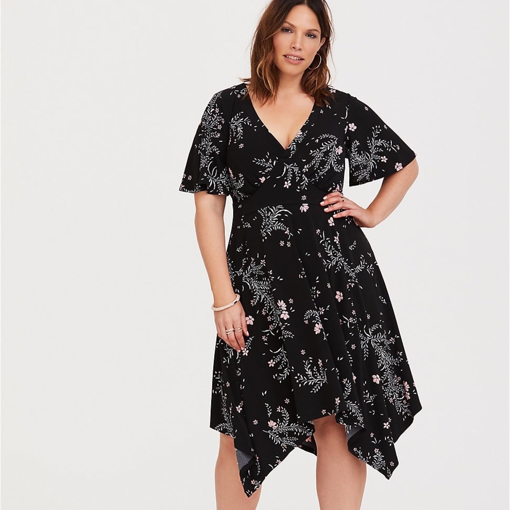 Torrid black floral knit skater dress